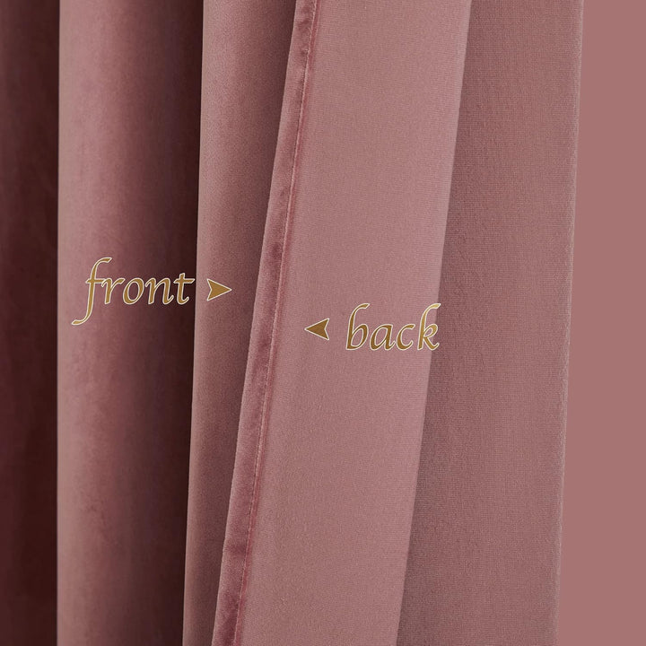 PONY DANCE Vorhänge Samt Altrosa Thermo Vorhang Kälteschutz Samtvorhang Rosa (Gewicht: 300g/m²) Blic
