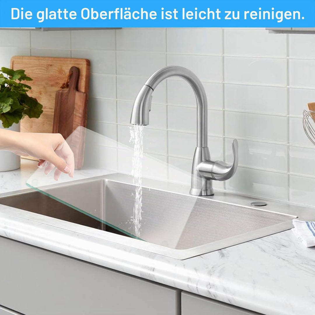 2PCS Schneidebrett Glas, Kratzfest Schneidbrett, Gehärtetem Schneidebrett mit Rutschfesten Silikonfü