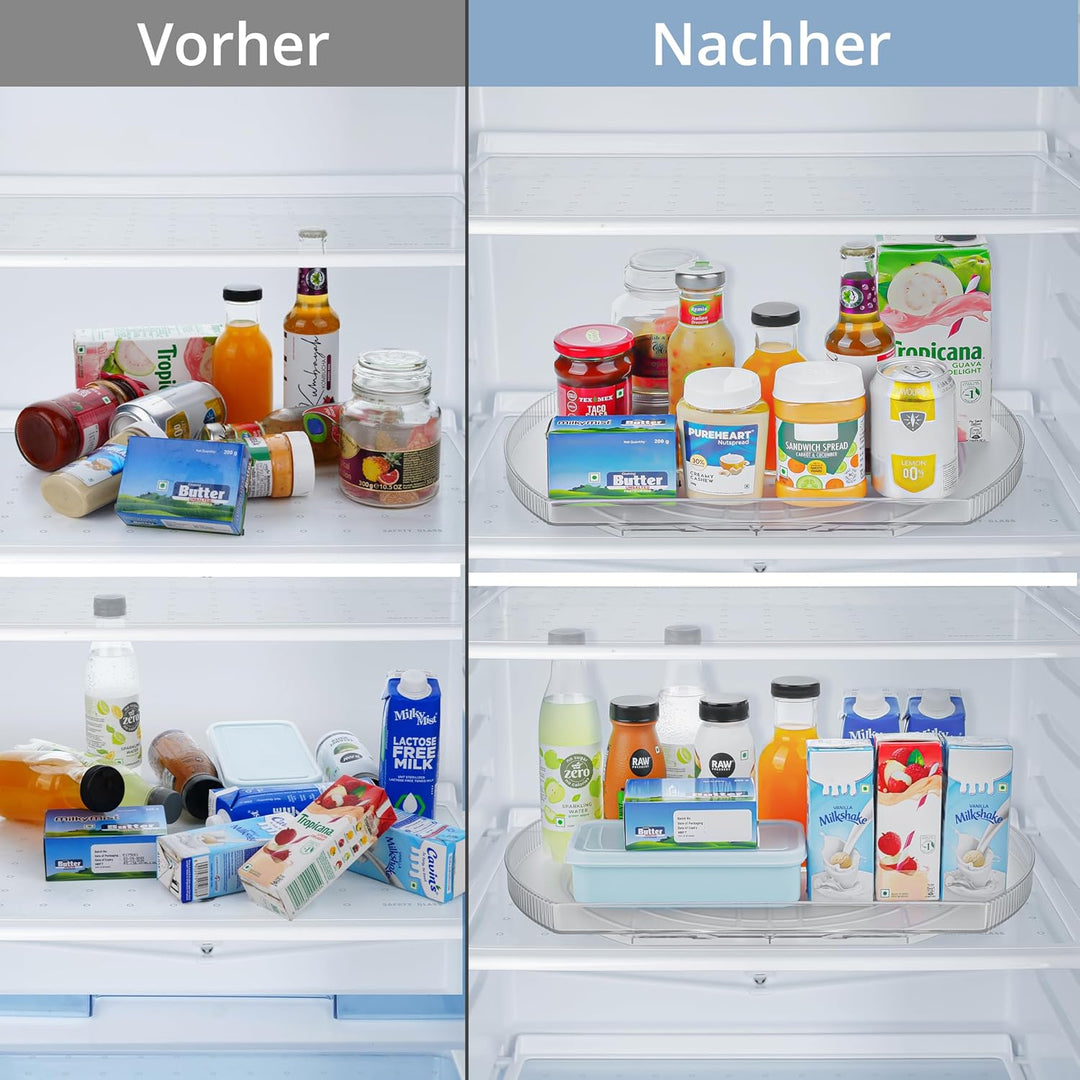 Winter Shore Rechteckiger Drehteller Kühlschrank - Rechteckiger Organizer Drehbar & Verschiebbar - L