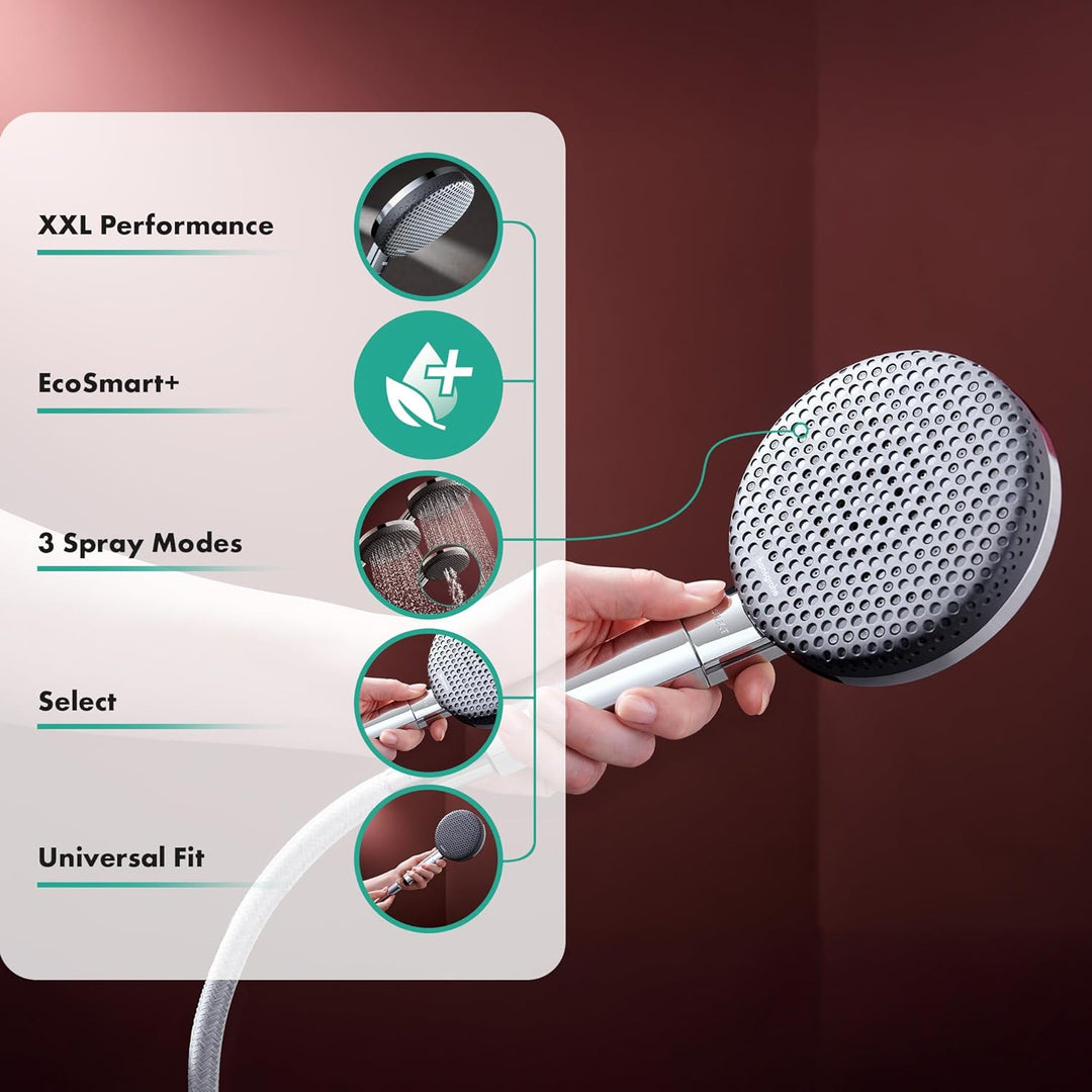 hansgrohe Raindance Alive Select S - wassersparender Duschkopf 5,7 l/min (EcoSmart+), Handbrause mit