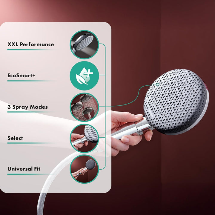 hansgrohe Raindance Alive Select S - wassersparender Duschkopf 5,7 l/min (EcoSmart+), Handbrause mit