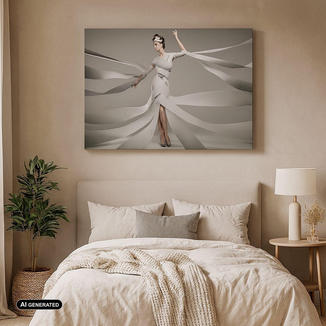 Bilder auf Leinwand Frau Modell Streifen Emotionen Leinwandbild 70x50cm Wandbilder Dekoration Wohnzi