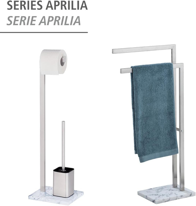 WENKO Stand WC-Garnitur Aprilia, Ständer für Toilettenpapier & Toilettenbürste, WC-Papierhalter in N