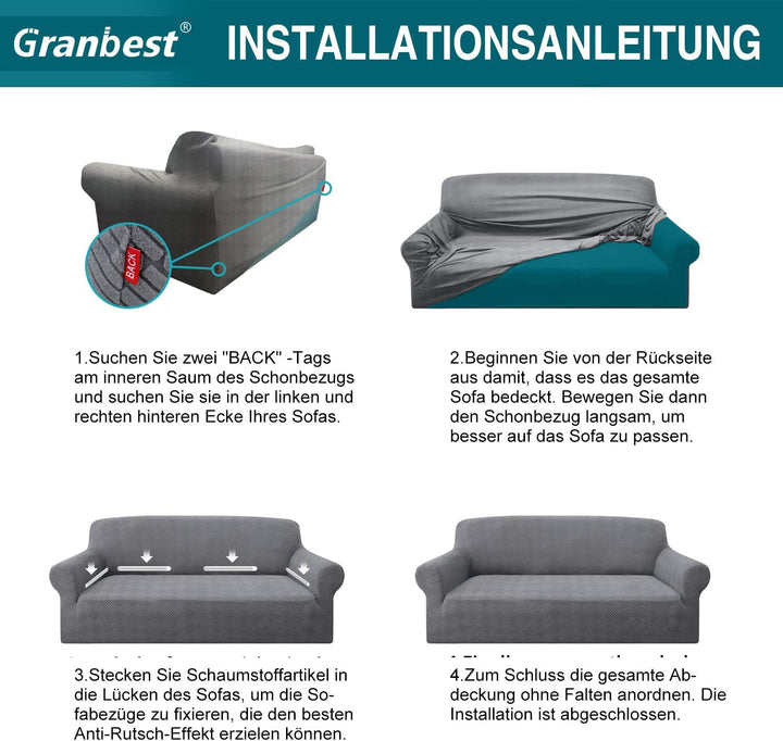 Granbest Stilvolle Rhombus Dicke Sofabezug 2 Sitzer Elastische Modestoffe Couchbezug Loveseat Sofasc