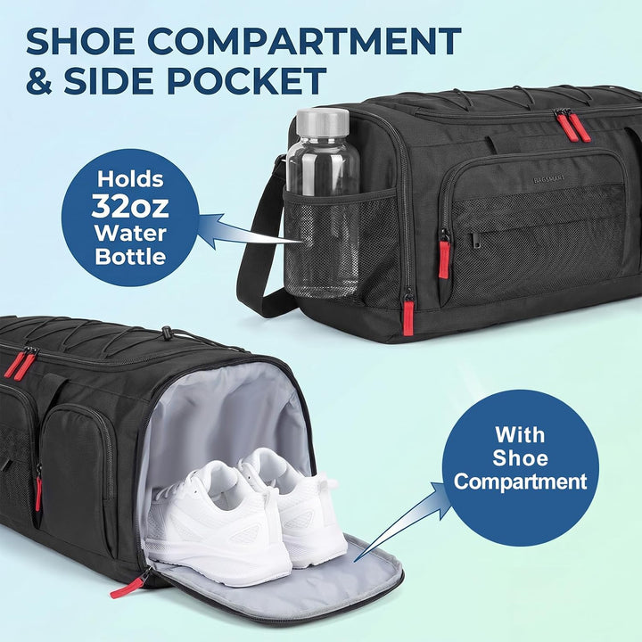 40L Sporttasche für Herren &amp; Damen 3-IN-1 Reisetasche mit Schuhfach und Nassfach als Rucksack tragba
