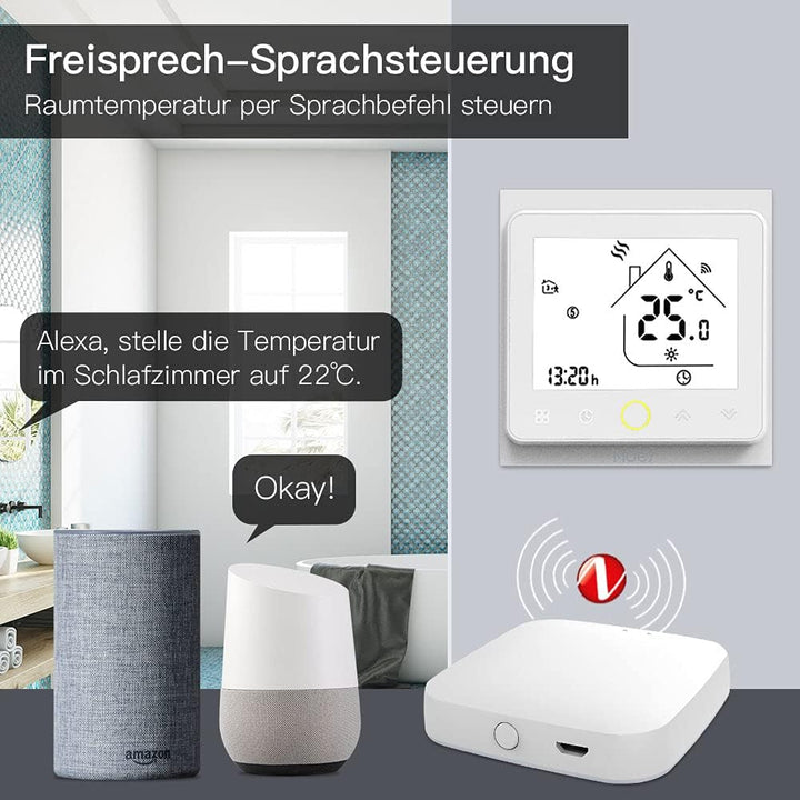 MOES Smart Alexa Tuya ZigBee Funk Thermostate Wasserboiler Raumthermostat für 5A Wasser Boiler, Komp