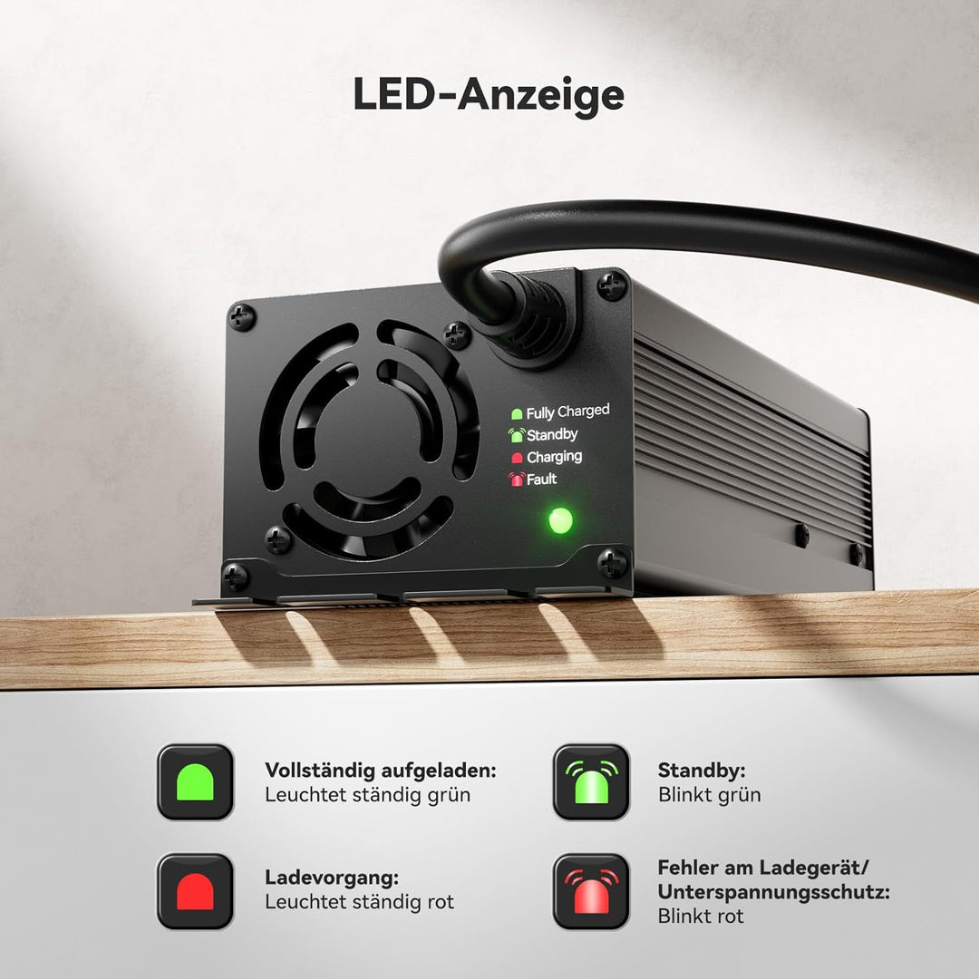 Power Queen 29.2V 20A Lithium LiFePO4 Batterieladegerät Maintainer Vollautomatisches, Wiederaufladba