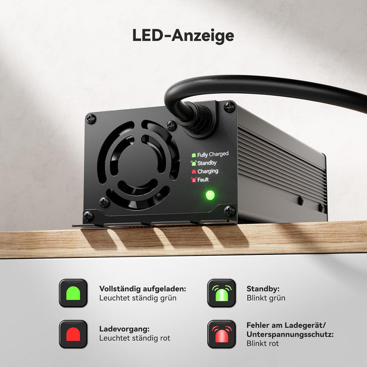 Power Queen 29.2V 20A Lithium LiFePO4 Batterieladegerät Maintainer Vollautomatisches, Wiederaufladba