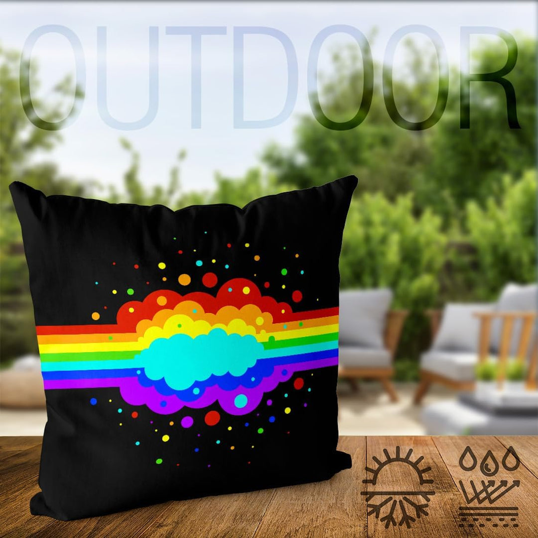 VOID Regenbogen Wolke Pride Kissenbezug Kissenhülle Polyester wasserfest Outdoor Indoor, Kissen Grös