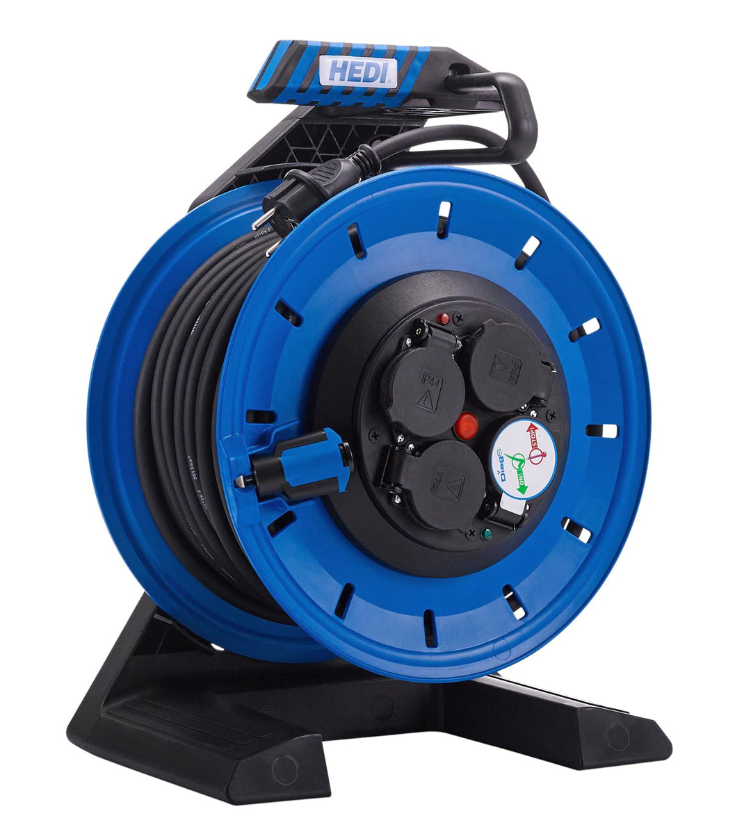 HEDI Kabeltrommel 40 m Generation 7 SR mit Schleifring (Kunststoff, Neopren-Gummi-Leitung H07RN-F 3G