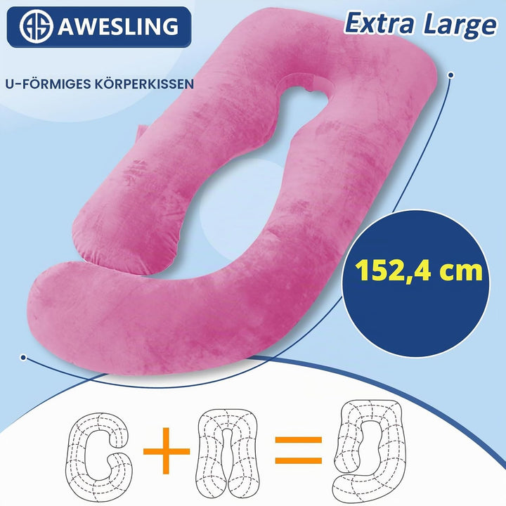 Schwangerschaftskissen, U-förmiges Ganzkörperkissen, Stillkissen, Stütz- und Schwangerschaftskissen