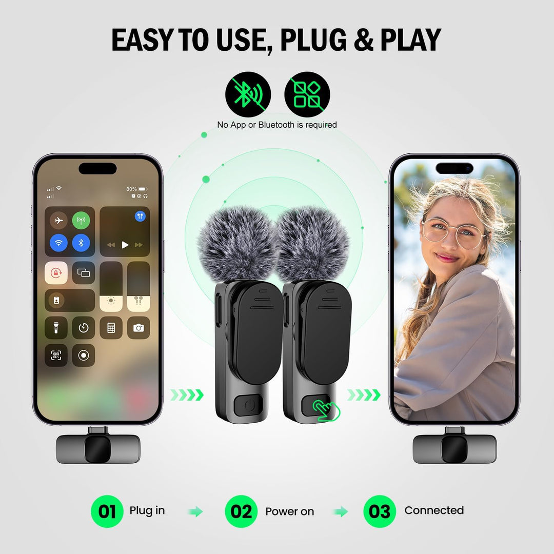 Verbessertes 3-in-1-Kabelloses-Ansteckmikrofon für iPhone/Android/PC – EIN Mini-Mikrofon, geeignet f