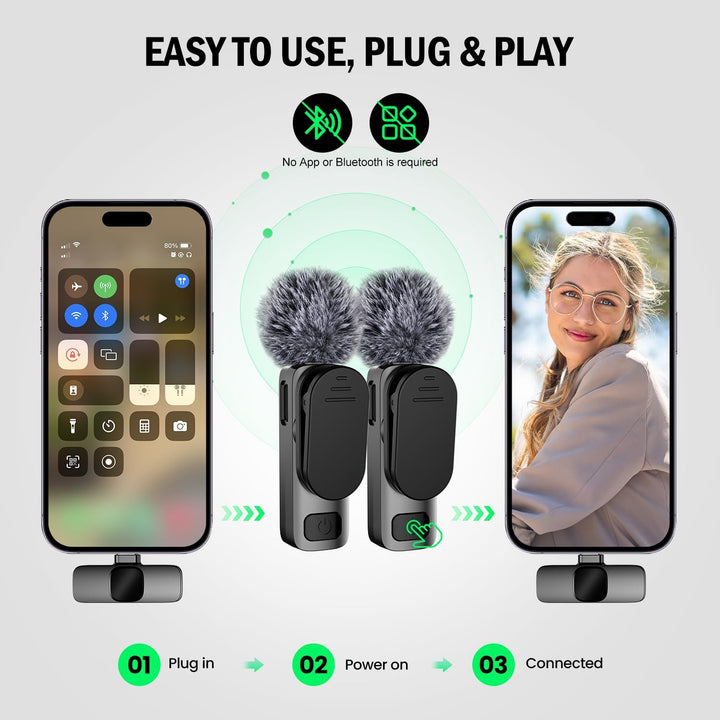Verbessertes 3-in-1-Kabelloses-Ansteckmikrofon für iPhone/Android/PC – EIN Mini-Mikrofon, geeignet f