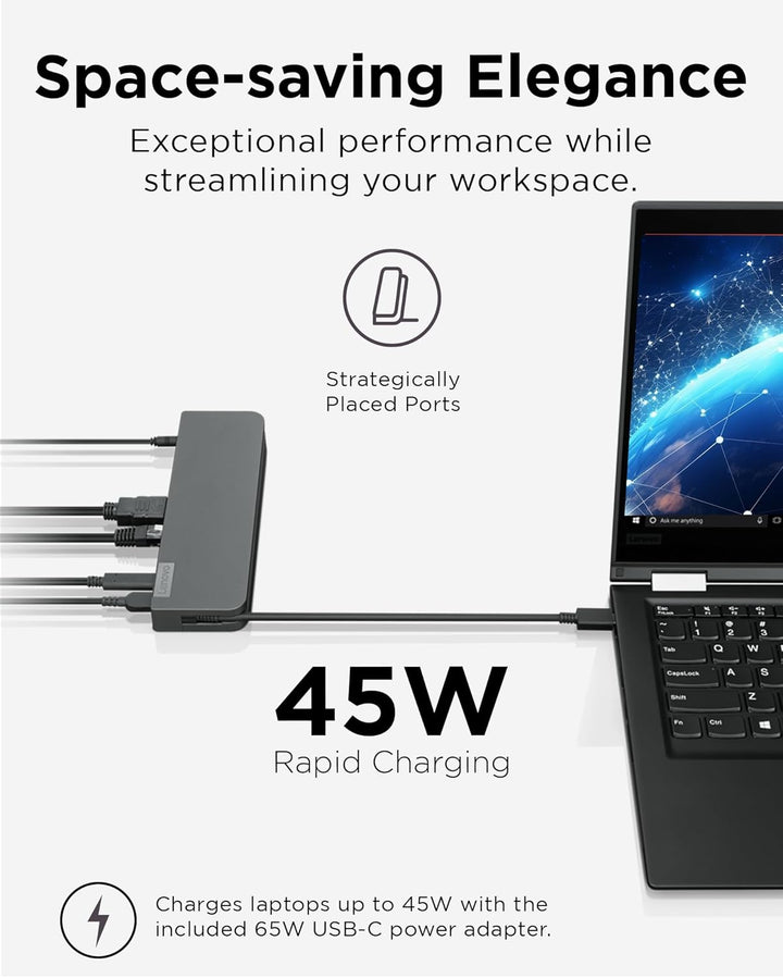Lenovo USB-C Mini-Dock, 7-in-1 tragbare Dockingstation mit HDMI, VGA, USB-C, USB 3.1, USB 2, 3,5 mm