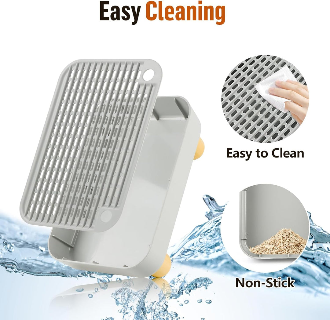 Bartuke Erhöhte Katzenklo-Rampe, Katzentreppe mit Holzfüssen, Katzenstreu-Filterpedal für automatisc