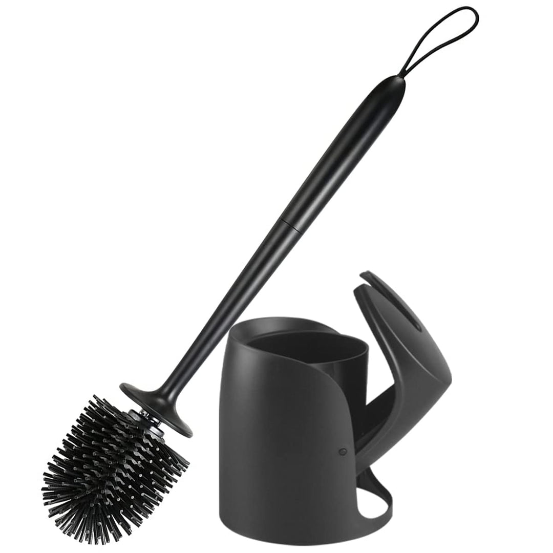 WC Bürste mit Halter Silikon Toilettenbürste Set Langer Stiel klobürste und Automatisches Schliessen