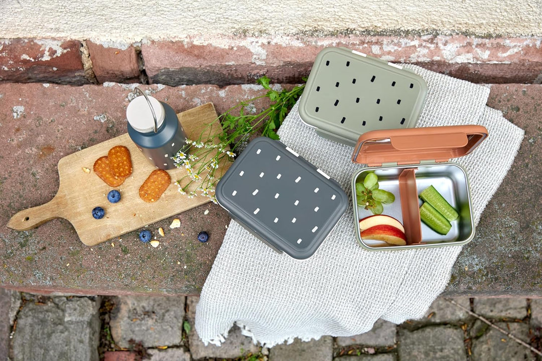 LÄSSIG Kinder Brotdose Edelstahl Lunchbox Frühstücksbox Nachhaltig Kindergarten Schule/ Happy Prints
