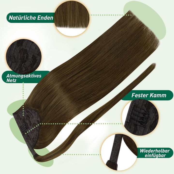 Easyouth Zopf Echthaar Extensions Braun Zopf Haarverlangerung Remy Echthaar Ponytail Extensions Dunk