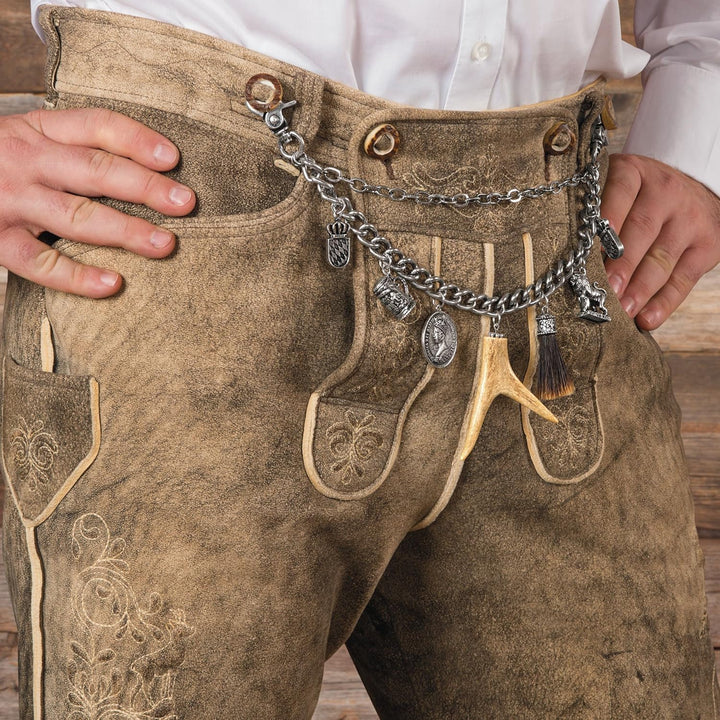 Alpenflüstern Trachten-Charivari Xaver - Hochwertiger Herren-Trachtenschmuck mit Trophäen-Anhängern