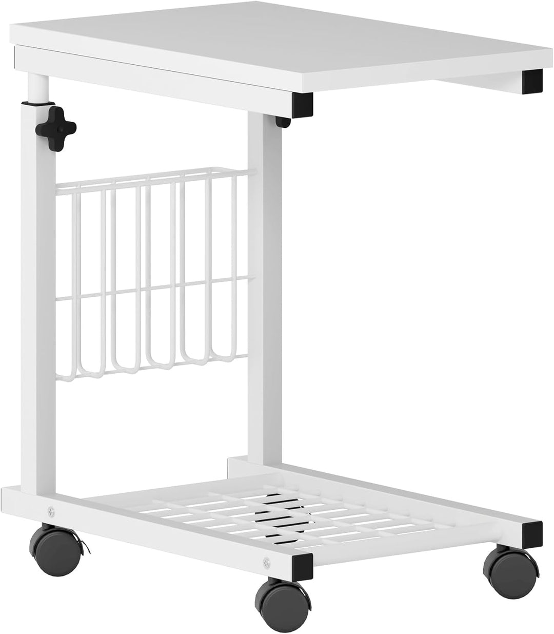 SogesHome Laptoptisch Beistelltisch Höhenverstellbarer Tisch mit Rollen, 48 cm x 30 cm PC Tisch Note