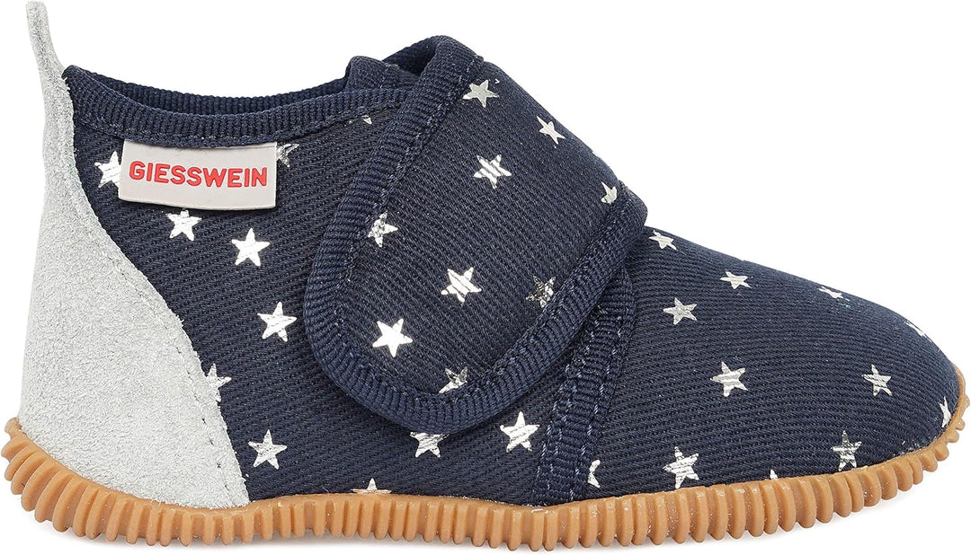 GIESSWEIN Kinderhausschuhe Salsach - Slim Fit Pantoffeln mit Funkelsternenmuster, Hausschuhe mit Kle