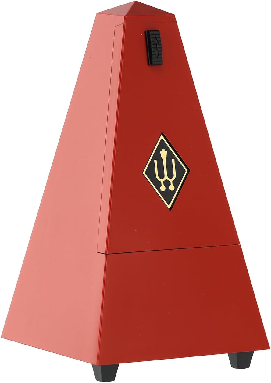 Wittner 903558 Taktell Pyramidenform Metronom Kunststoffgehäuse mit Glocke dunkelrot-matt