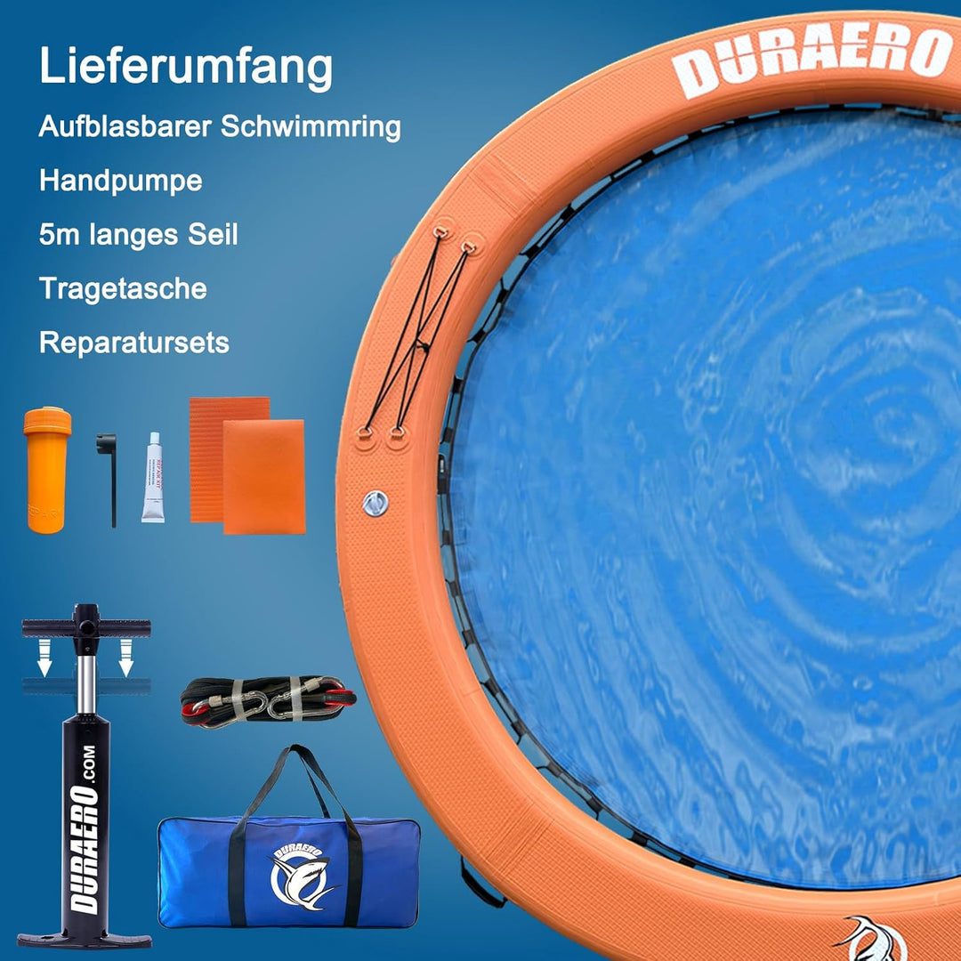 Aufblasbare Wasserhängematte, Rundes Schwimmdock, Schwimmring für See &amp; Pool, Grosses Familien-Insel