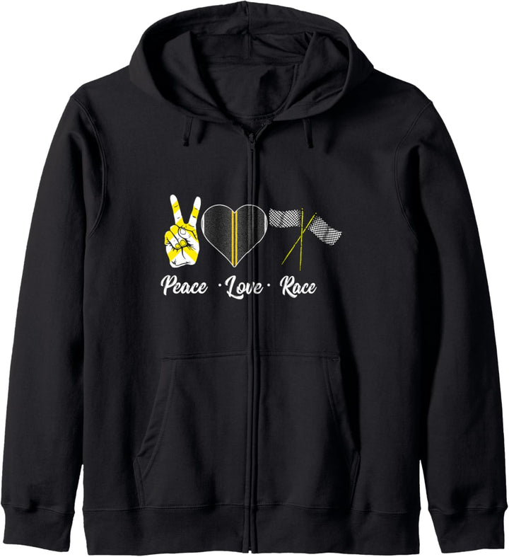 Rennwagenfahrer Peace Love Race Racer Motorsport Kapuzenjacke