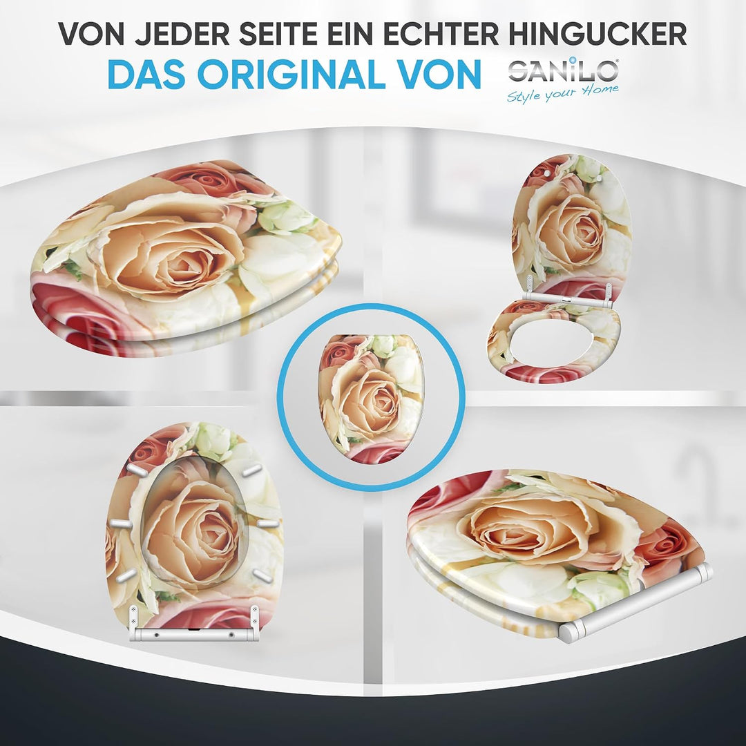 Sanilo WC Sitz mit Absenkautomatik, hochwertiger Toilettendeckel, einfache Montage, stabile Scharnie