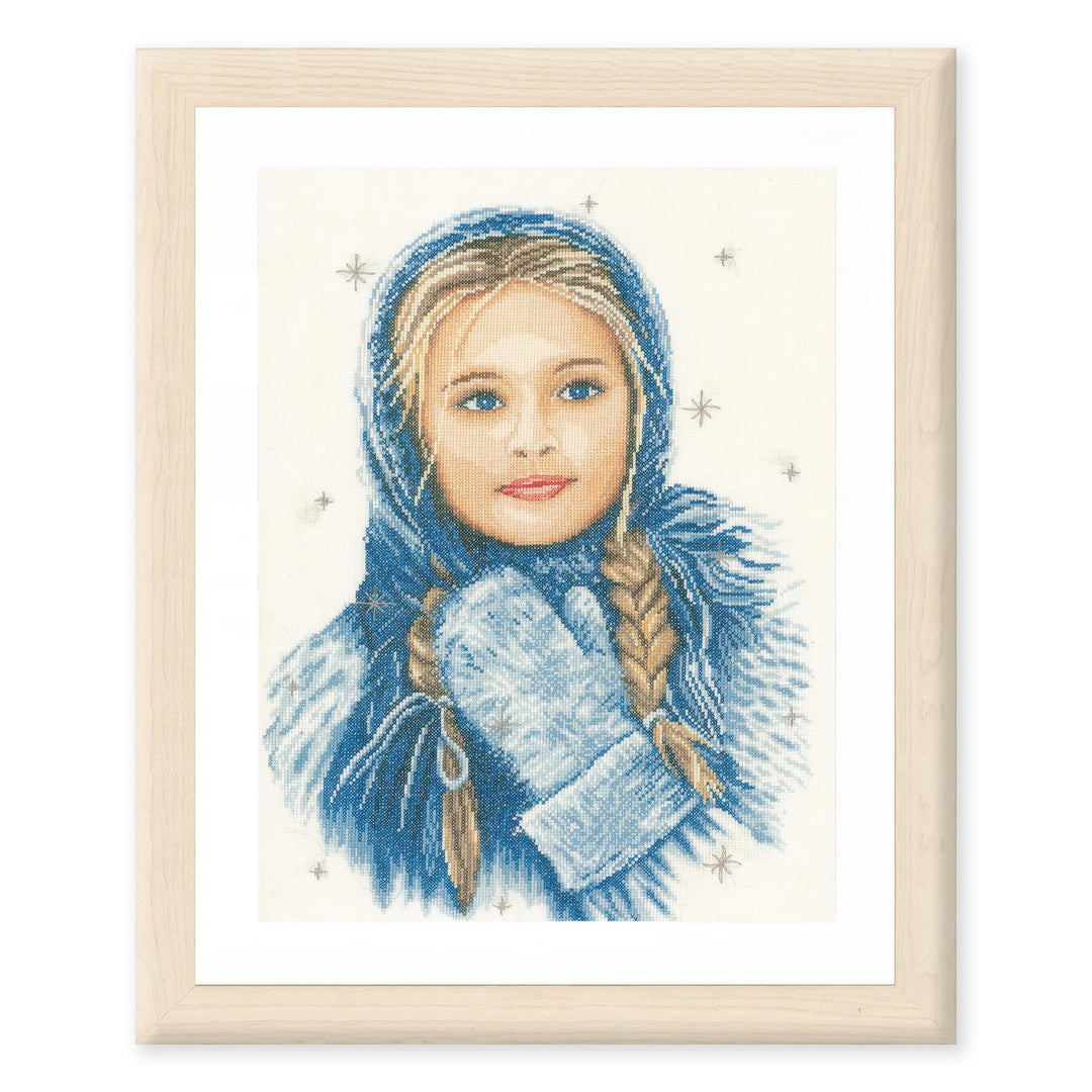 Lanarte Zählmusterpackung Wintermädchen Leinen Kreuzstichpackung, Baumwolle, Mehrfarbig, 30.0 x 40.0