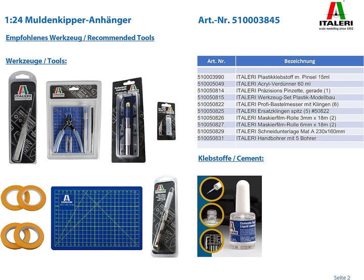 Italeri 8001283038454 510003845 - Muldenkipper-Anhänger, Blau