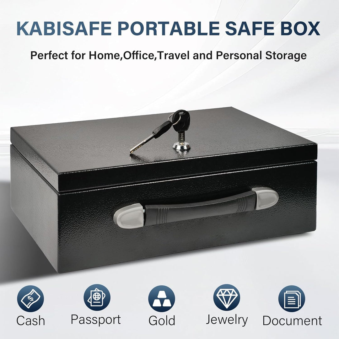 Tragbarer Safe Tresor Abschliessbare Box, Tragegriff Tresor für Zuhause, 33 x 22 x 12CM, Schwarz 9L,