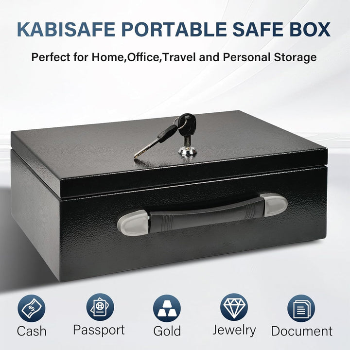 Tragbarer Safe Tresor Abschliessbare Box, Tragegriff Tresor für Zuhause, 33 x 22 x 12CM, Schwarz 9L,