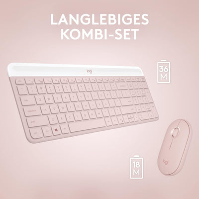 Logitech MK470 Slim Combo Kabelloses Tastatur-Maus-Set - Modernes, kompaktes Layout, Extrem leiser,