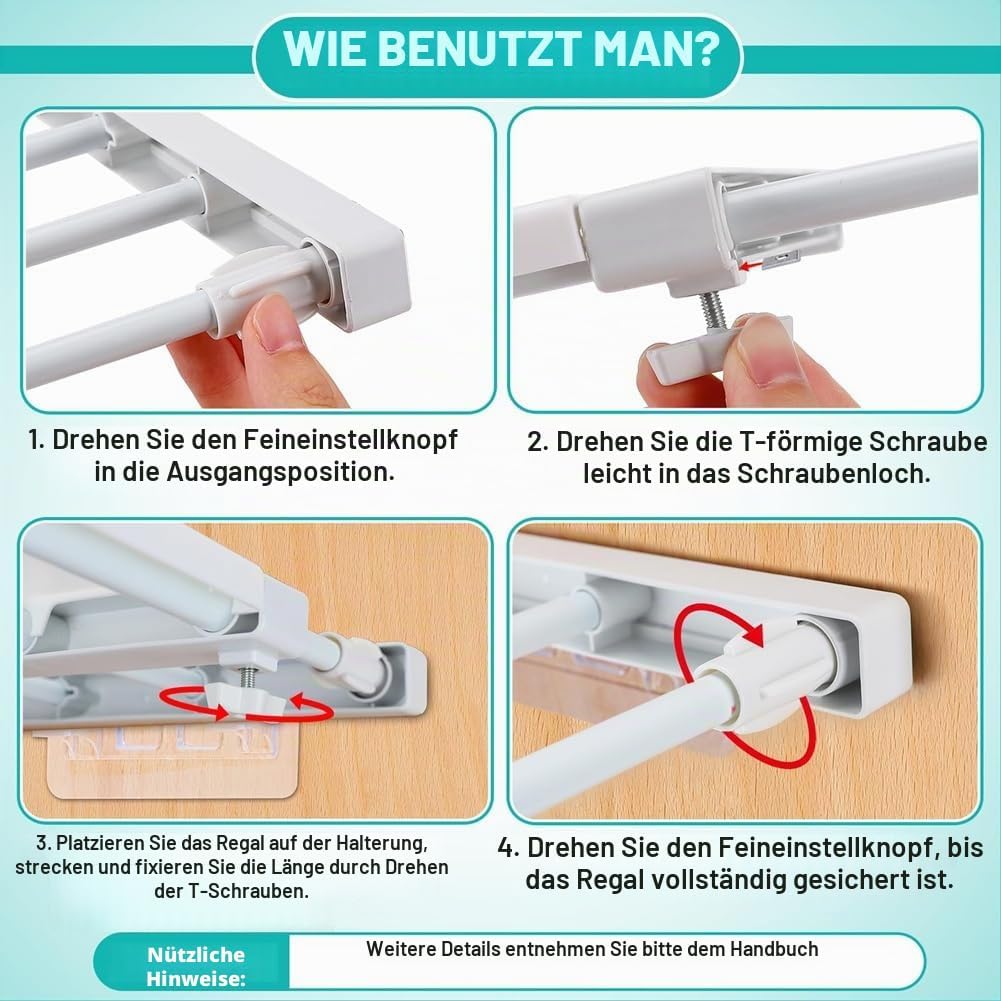 2 Stück Regal-Organizer für Schulspinde - Verstellbarer Spind-Teiler, Platz im Spind zu Erweitern