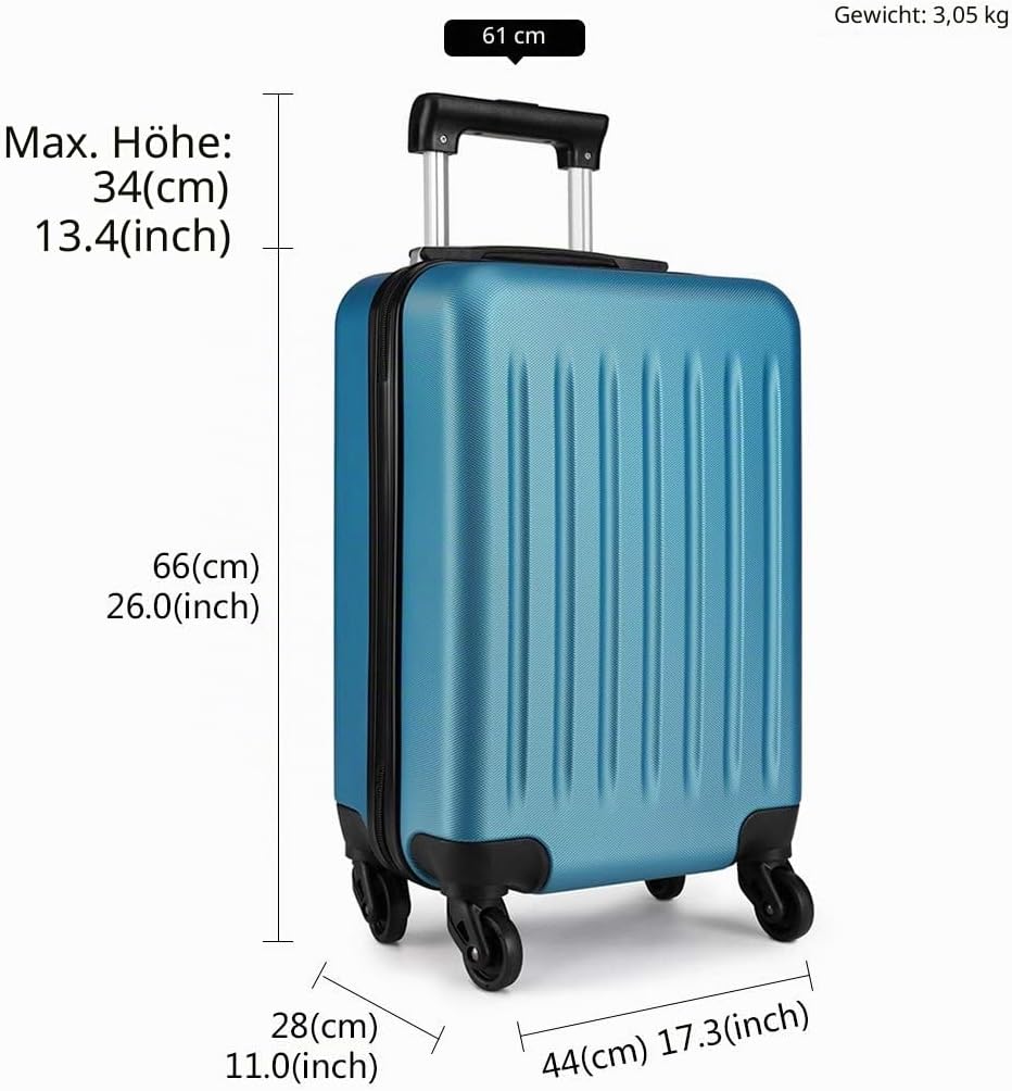 KONO Koffer Reisekoffer Mittelgross Trolley Hartschale ABS Gepäck 4 Rollen Spinner Rollenkoffer (Dun