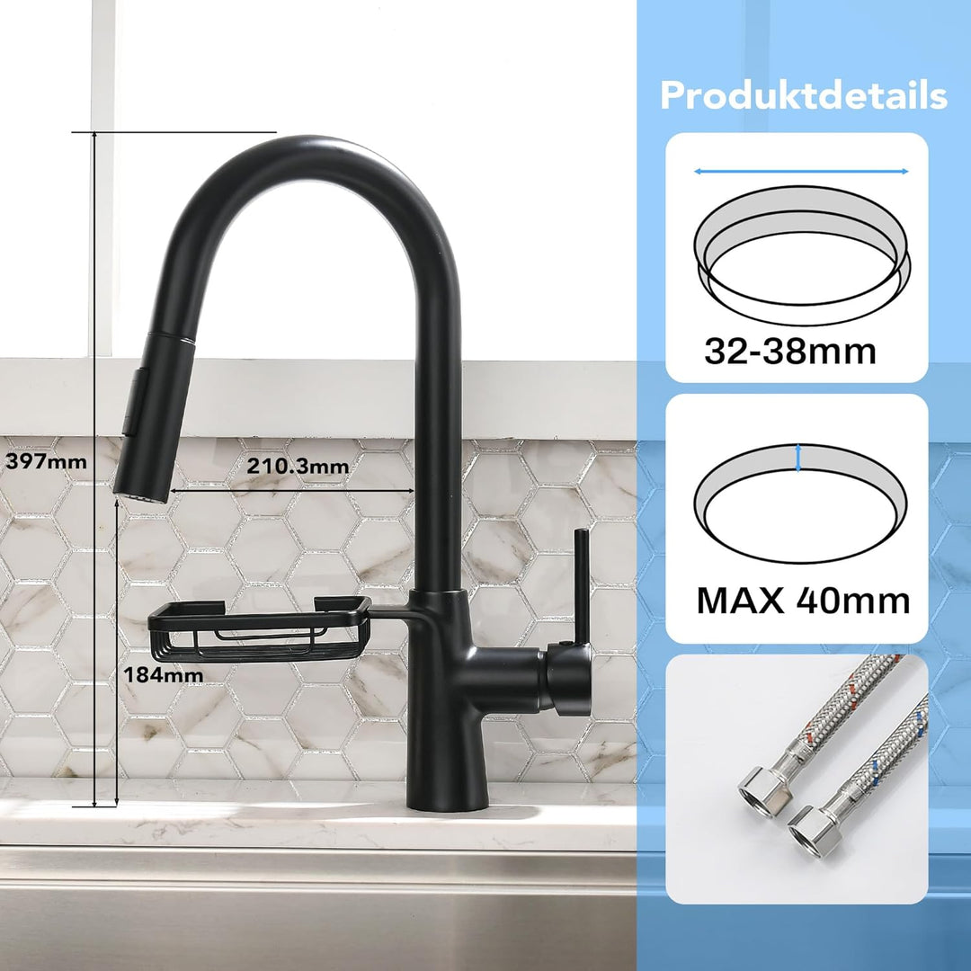 Wasserhahn Küche Küchenarmatur mit ausziehbarer Brause Spültischarmatur ausziehbarer Wasserhahn mit