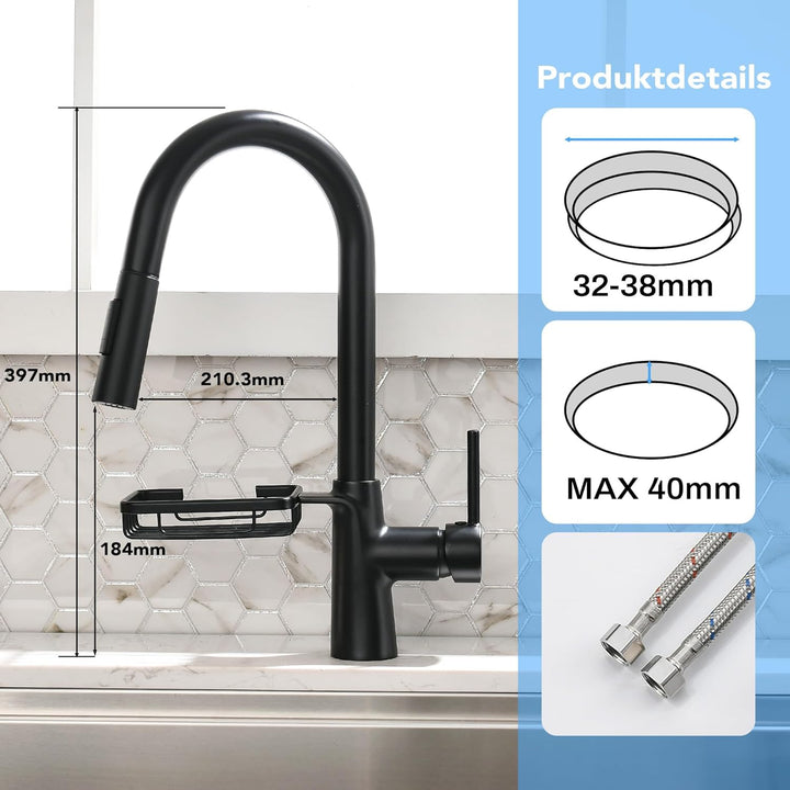 Wasserhahn Küche Küchenarmatur mit ausziehbarer Brause Spültischarmatur ausziehbarer Wasserhahn mit