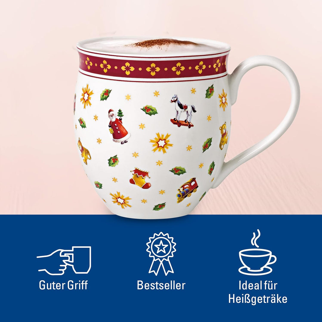 Villeroy und Boch Toy's Delight Kaffeebecher "Toys", 440 ml, Premium Porzellan, Weiss/Rot, 2 Stück (