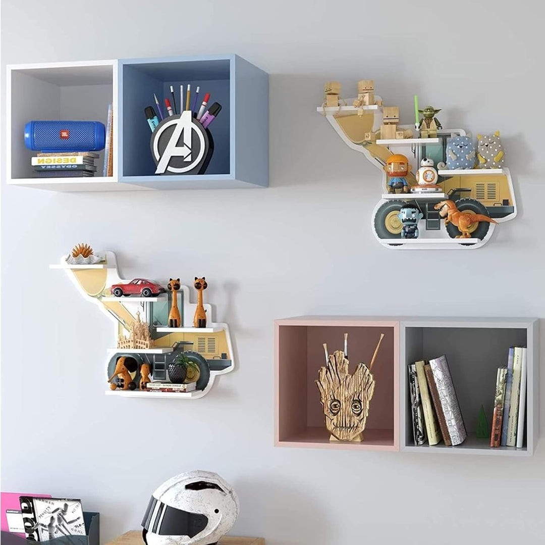 m Mayda Kinderregal Bulldozer Wandregal Kinderzimmer Wandboard Bücherregal Regal Hängeregal Schweber
