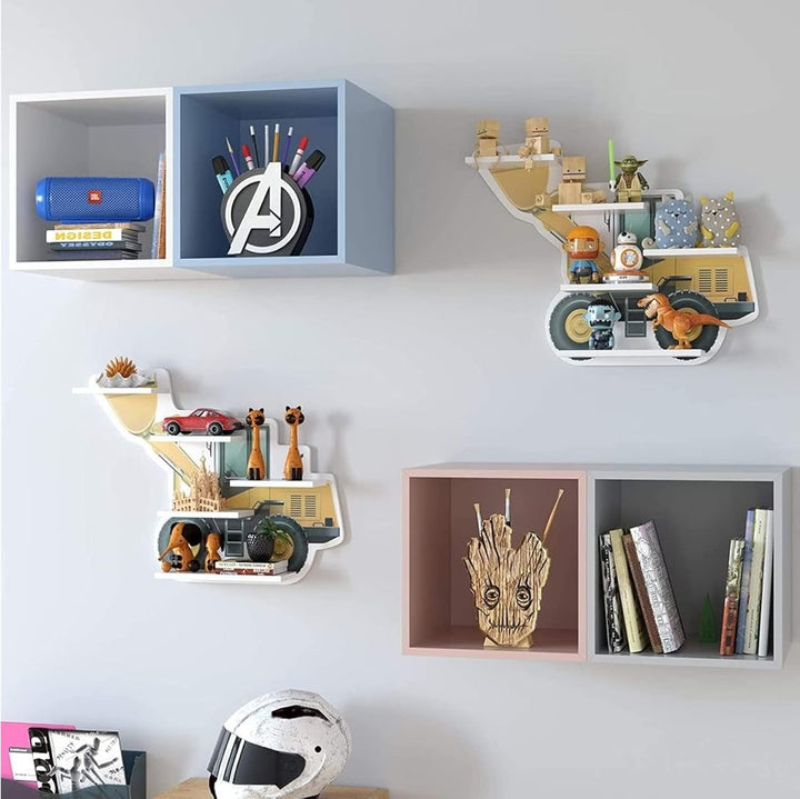 m Mayda Kinderregal Bulldozer Wandregal Kinderzimmer Wandboard Bücherregal Regal Hängeregal Schweber