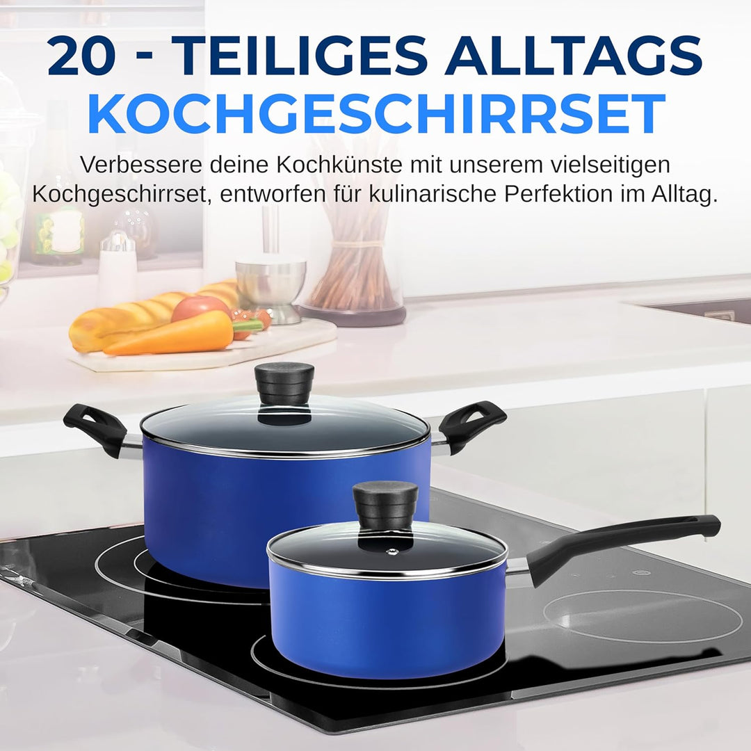 SereneLife Töpfe und Pfannen Set, Kochgeschirr Set 20-Teilig, Antihaft Cookware Set Inkl. Topfset, P