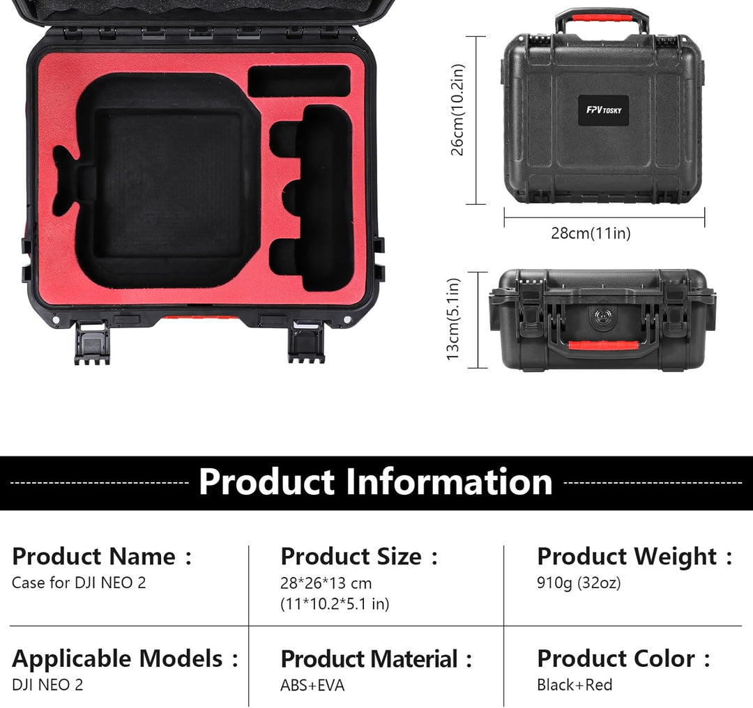 FPVtosky NEO 2 Koffer, Wasserdichter Tasche für DJI Neo 2 Fly More Combo Zubehör, Passt zu DJI RC-N3