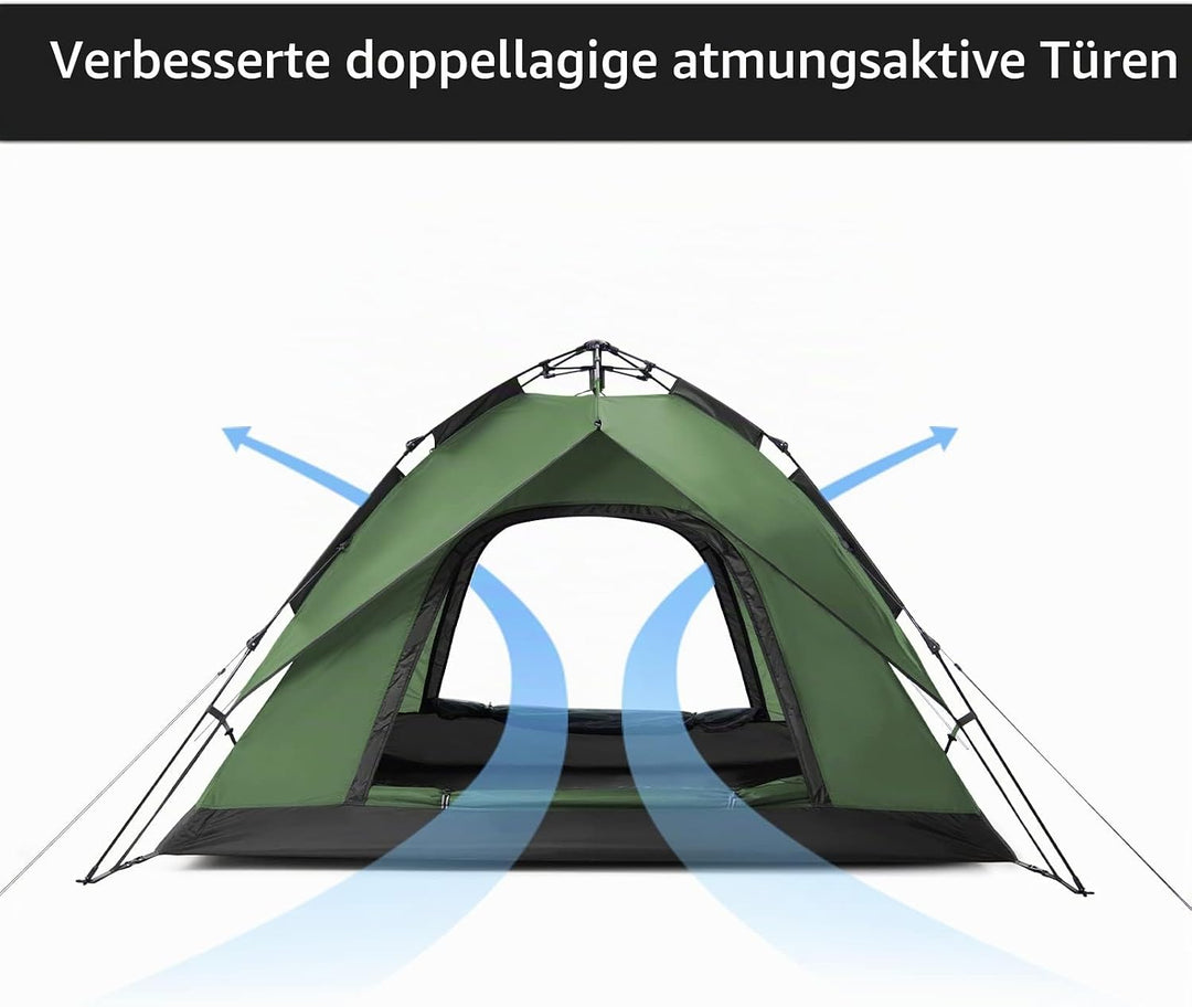 Naturehike Pop Up Zelt Wurfzelte Automatik Campingzelt 3-4 Personen Doppeldeck Kuppelzelt Grosses Fa