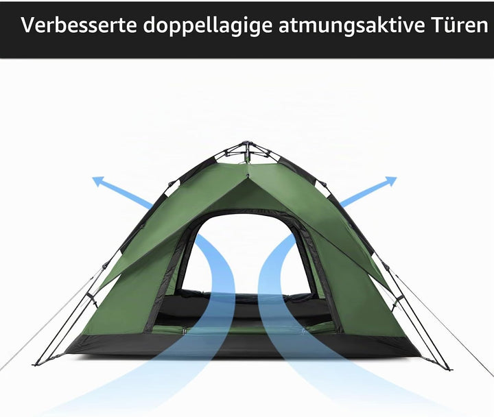 Naturehike Pop Up Zelt Wurfzelte Automatik Campingzelt 3-4 Personen Doppeldeck Kuppelzelt Grosses Fa