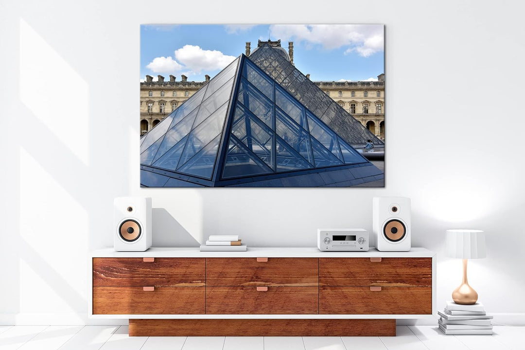 deyoli Jalousie Pyramide in Paris Format: 80x60 als Leinwandbild, Motiv fertig gerahmt auf Echtholzr