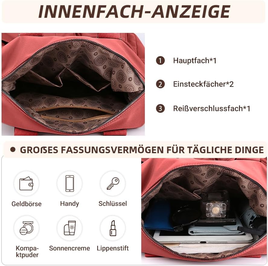 DIRRONA Elegant Damen Umhängetasche Gross Kapazität Handtasche Casual Reise Schultertasche Multi Tas