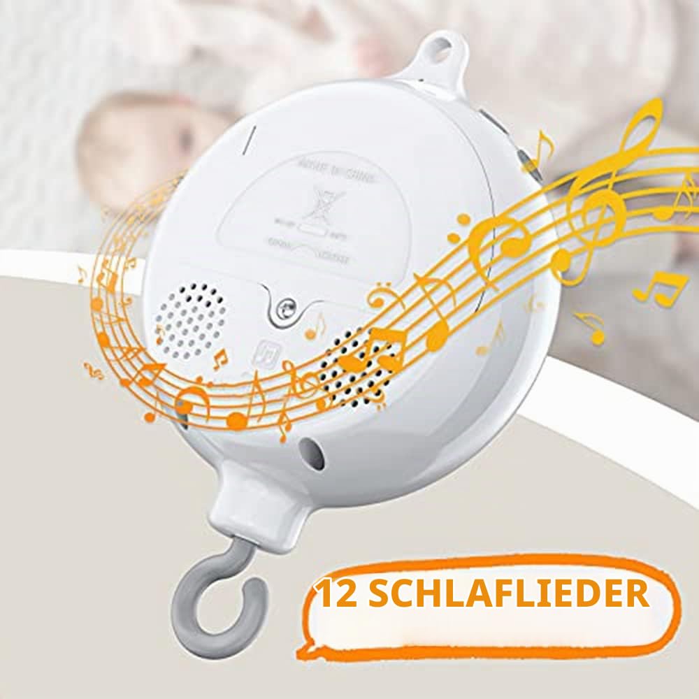 Kinderbett Mobile Motor Baby Spieluhr mit 3 LautstäRke Einstellbar 12 Schlaflieder Off 30 Minuten