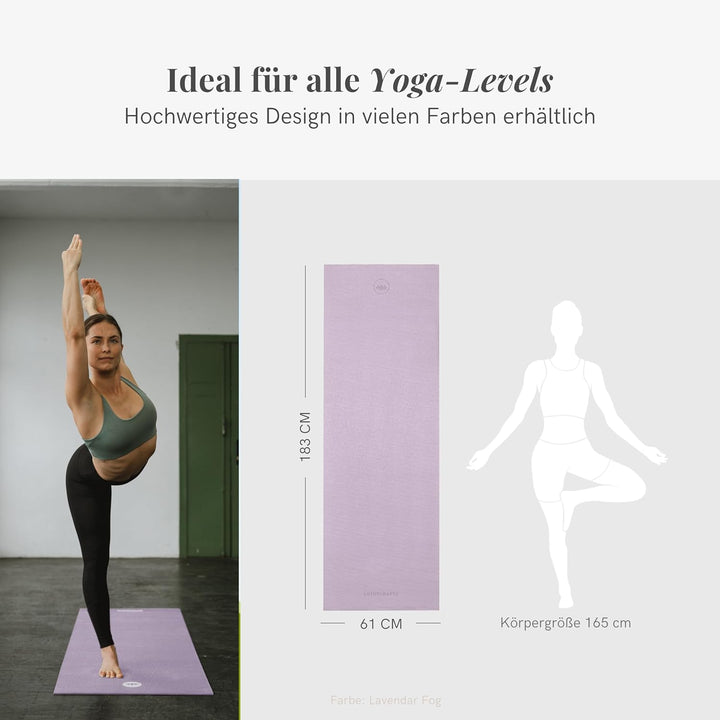 Lotuscrafts® Yoga Matte Rutschfest, 183 x 61 x 0,5 cm, Leichte Fitnessmatte auch als Gymnastikmatte,