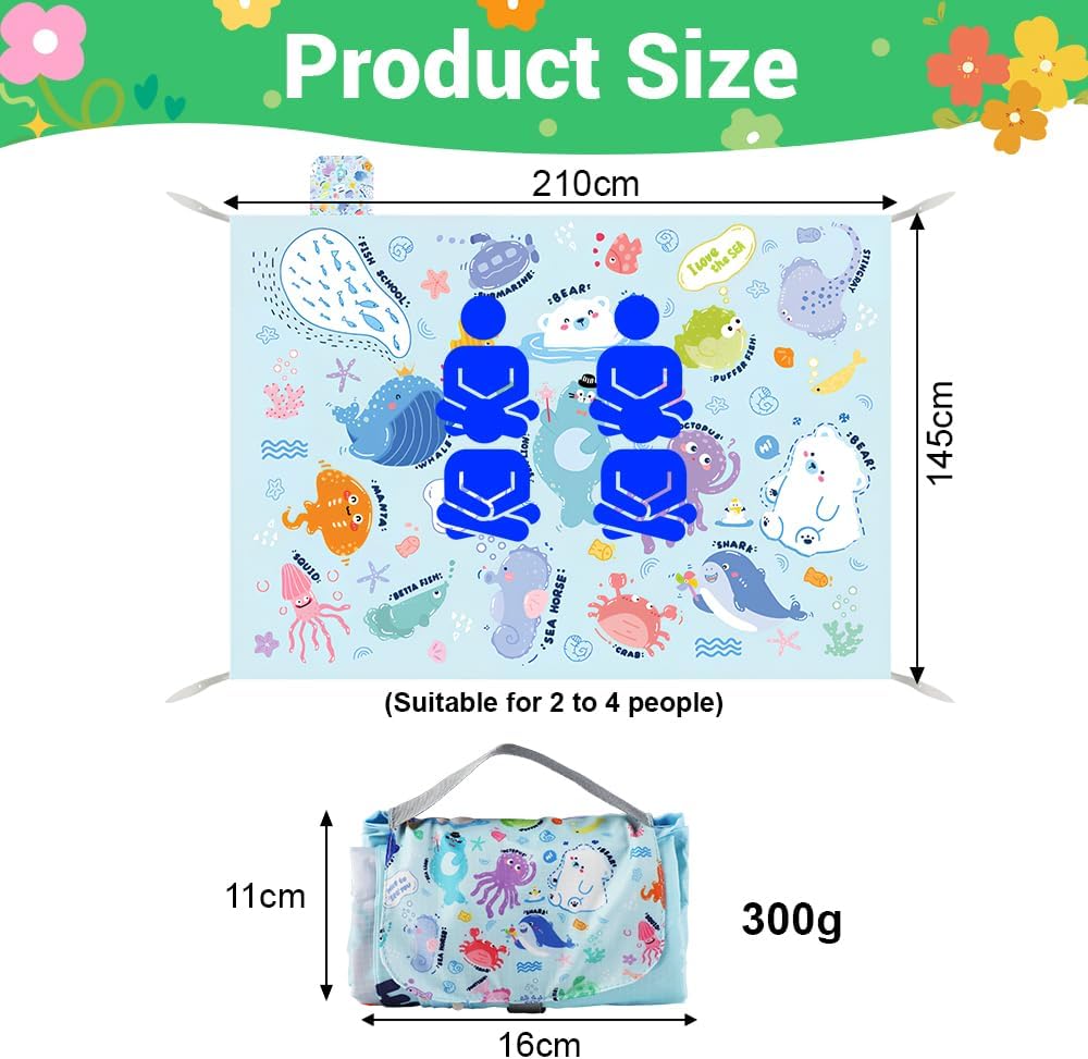 Picknickdecke wasserdicht, 145 x 210 cm Mini picknickdecke, Wasserdicht und schmutzabweisend, Ultral
